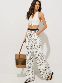 COMMENSE Floral Print Pockets Wide Leg Pants* Wide Leg|Pants