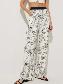 COMMENSE Floral Print Pockets Wide Leg Pants* Wide Leg|Pants