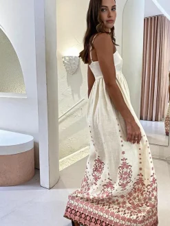 COMMENSE Floral Print Spaghetti Strap Long Dress* Casual Dresses|Floral Dresses