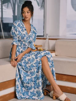 COMMENSE Floral Print Split Long Dress* Floral Dresses|Vacation Dresses
