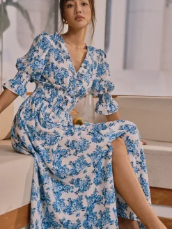 COMMENSE Floral Print Split Long Dress* Floral Dresses|Vacation Dresses
