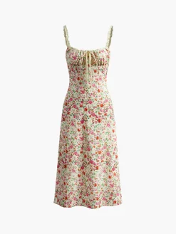 COMMENSE Floral Print Trim Cami Midi Dress* Casual Dresses|Floral Dresses