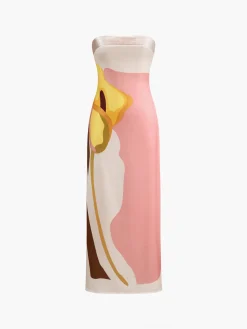 COMMENSE Floral Print Tube Long Dress* Casual Dresses|Floral Dresses