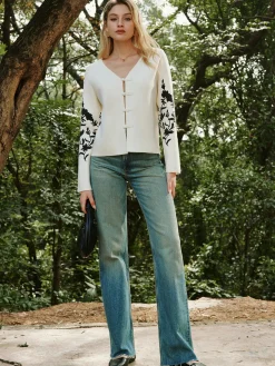 COMMENSE Floral Printed Knot Button Cardigan* Knitwear|Tops