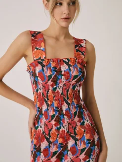 COMMENSE Floral Ruffle Shir Midi Dress* Casual Dresses|Floral Dresses