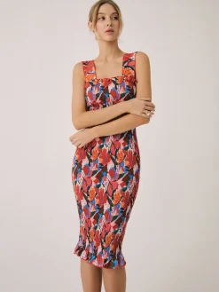 COMMENSE Floral Ruffle Shir Midi Dress* Casual Dresses|Floral Dresses
