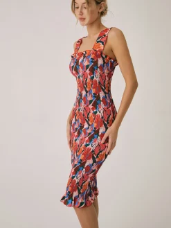 COMMENSE Floral Ruffle Shir Midi Dress* Casual Dresses|Floral Dresses