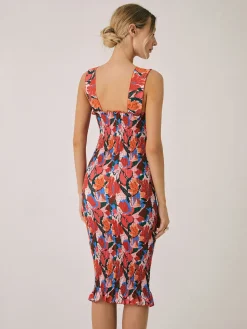 COMMENSE Floral Ruffle Shir Midi Dress* Casual Dresses|Floral Dresses