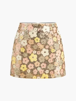 COMMENSE Floral Sequins Zipper Mini Skirt* Skirts