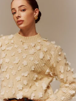 COMMENSE Floral-Decor Short Sweater* Sweater Tops|Sweaters & Cardigans