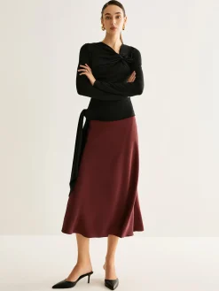 COMMENSE Flowy Satin Midi Skirt* Skirts|Bottoms