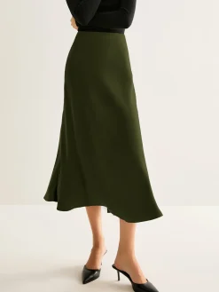 COMMENSE Flowy Satin Midi Skirt* Skirts|Bottoms