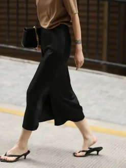 COMMENSE Flowy Satin Midi Skirt* Skirts|Bottoms