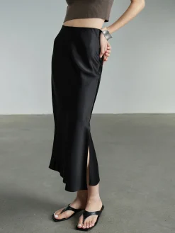 COMMENSE Flowy Satin Midi Skirt* Skirts|Bottoms
