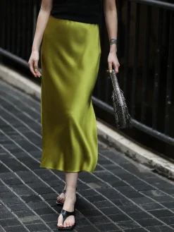 COMMENSE Flowy Satin Midi Skirt* Skirts|Bottoms