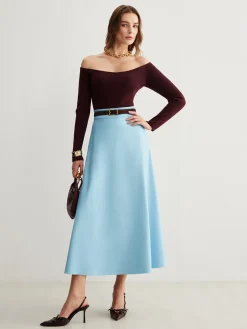 COMMENSE Flowy Zipper PU Leather Skirt Without Belt* Skirts|Matching Sets