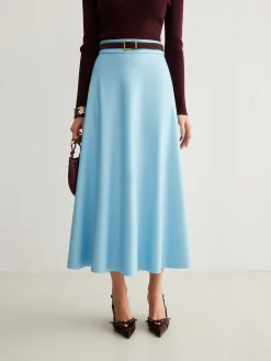 COMMENSE Flowy Zipper PU Leather Skirt Without Belt* Skirts|Matching Sets
