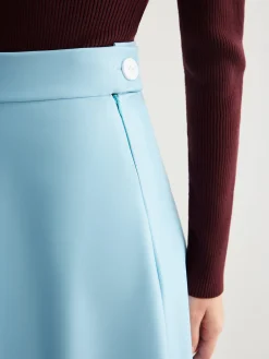COMMENSE Flowy Zipper PU Leather Skirt Without Belt* Skirts|Matching Sets
