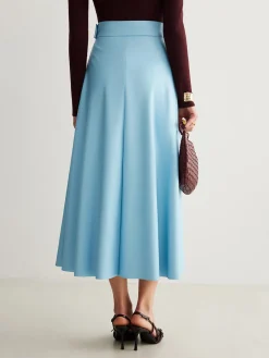 COMMENSE Flowy Zipper PU Leather Skirt Without Belt* Skirts|Matching Sets