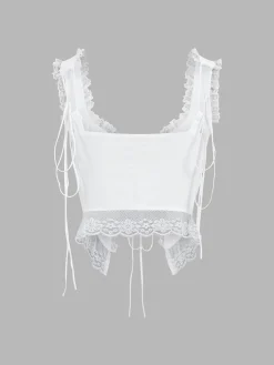 COMMENSE Fly Away Fairytale Lace Trim Crop Cami Top* Crop Tops|Tank Tops & Camis