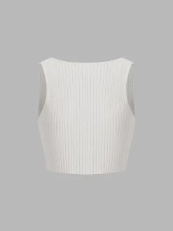 COMMENSE Fly Away Tied Rib Crop Tank Top* Crop Tops|Tank Tops & Camis
