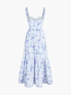 COMMENSE Forget Me Not Floral Pockets Zippered Long Dress* Casual Dresses|Floral Dresses