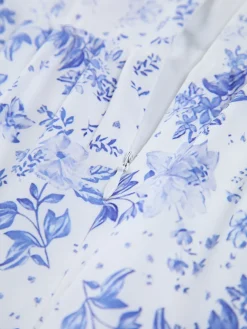 COMMENSE Forget Me Not Floral Pockets Zippered Long Dress* Casual Dresses|Floral Dresses