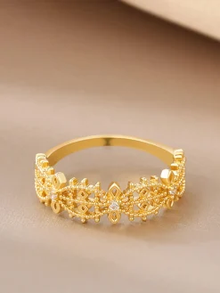 COMMENSE French Hollow Rhinestone Crown Ring* Rings & Bracelets|Accessories