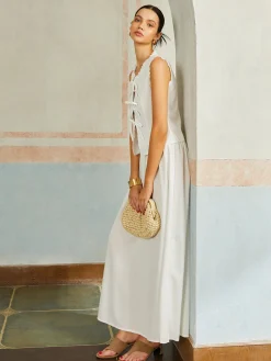 COMMENSE Front Bow Tie Sleeveless Skirt Set* Skirt Sets|Long Sleeve Sets