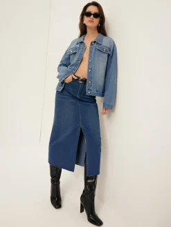 COMMENSE Front Split Denim Skirt Without Belt* Skirts|Denim