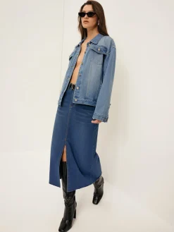 COMMENSE Front Split Denim Skirt Without Belt* Skirts|Denim