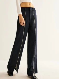 COMMENSE Front Zipper Straight Pants* Pants|Bottoms