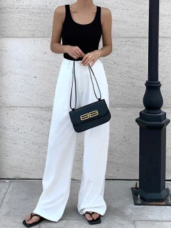 COMMENSE Full Length Pleated Wide Leg Dress Pants* Wide Leg|Pants