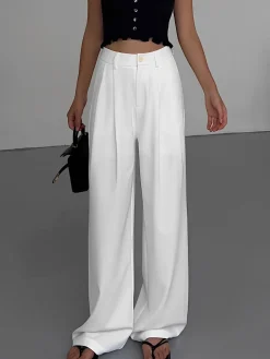 COMMENSE Full Length Pleated Wide Leg Dress Pants* Wide Leg|Pants