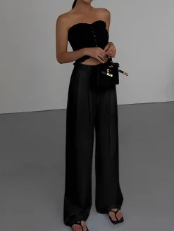 COMMENSE Full Length Pleated Wide Leg Dress Pants* Wide Leg|Pants