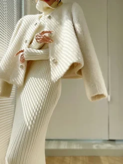 COMMENSE Fuzzy Button Short Wool Coat* Outerwear|Coats