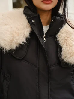 COMMENSE Fuzzy Collar Winter Short Coat* Outerwear|Coats