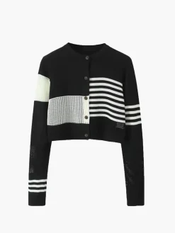 COMMENSE Geometric Color Block Breasted Knit Top* Sweater Tops|Sweaters & Cardigans
