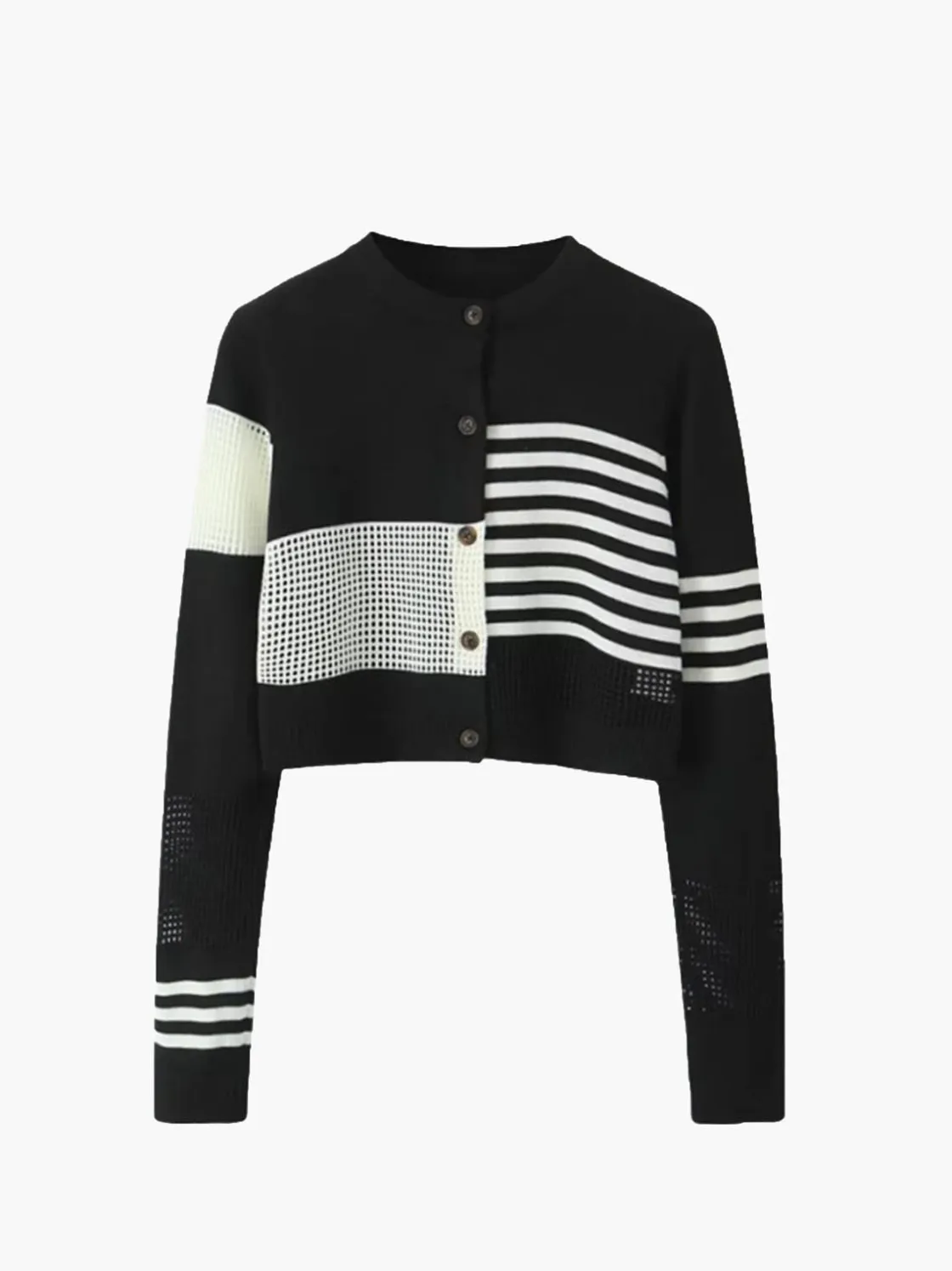 COMMENSE Geometric Color Block Breasted Knit Top* Sweater Tops|Sweaters & Cardigans