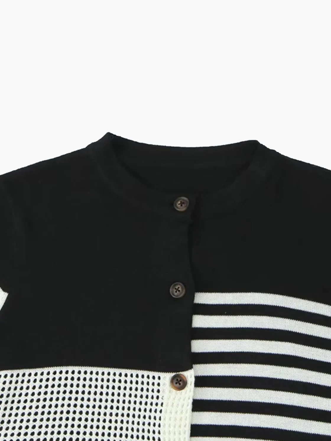 COMMENSE Geometric Color Block Breasted Knit Top* Sweater Tops|Sweaters & Cardigans