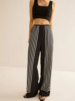 COMMENSE Geometric Pinstripe Satin Pants* Pants|Matching Sets