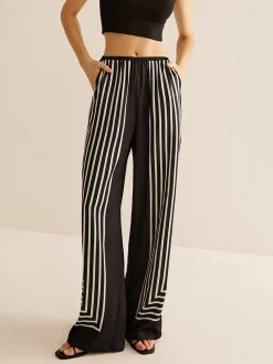 COMMENSE Geometric Pinstripe Satin Pants* Pants|Matching Sets