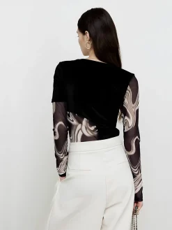 COMMENSE Geometric Printed Mesh Jersey Top* T-shirts|Tops