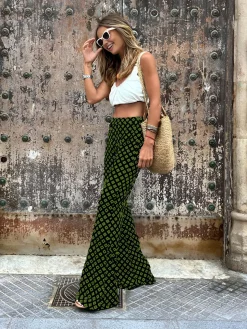 COMMENSE Geometrical Print Flare Pants* Pants|Bottoms