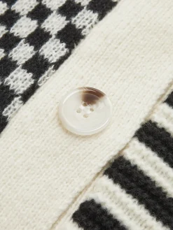 COMMENSE Geometric-Pattern Crop Knit Outerwear* Sweater Tops|Outerwear