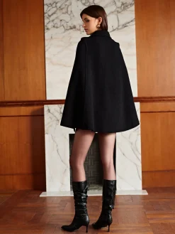 COMMENSE Golden Button Pockets Belted Cloak* Outerwear|Outerwear