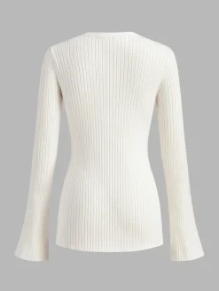 COMMENSE Golden Button Split Knit Top* Sweater Tops|Sweaters & Cardigans