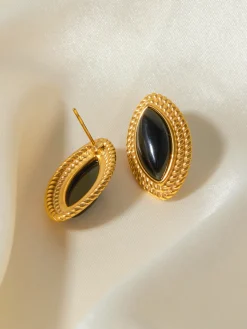 COMMENSE en Disc Black Onyx Earrings* Earrings|Accessories