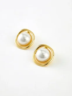 COMMENSE en Edge Pearl Stud Earrings* Earrings|Accessories
