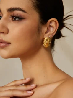 COMMENSE en Ribbed Half-Hoop Earrings* Earrings|Accessories